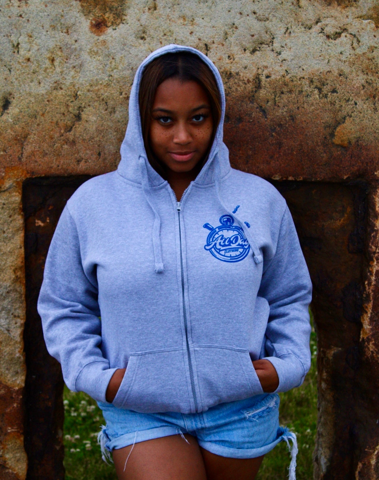 Weather Grey Zip Up Hoodie